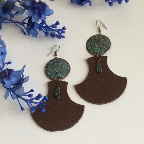 Bohemian Earrings Leather - Picture 1 of 8